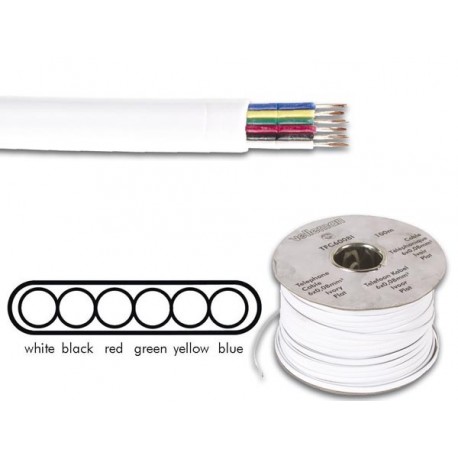 CABLE TELEPHONE 6 x 0.08mm - BLANC. PLAT