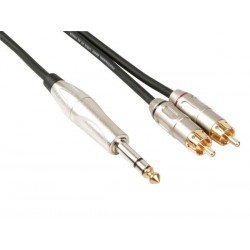 CABLE PROFESSIONNEL AUDIO. 2 x RCA MALE VERS JACK STEREO 6.35mm (6m)