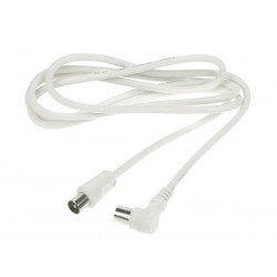 CABLE TV - COAX MALE COUDE VERS COAX FEMELLE COUDE. 5m. BLANC