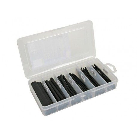 LOT DE GAINES THERMORETRACTABLES - NOIR 10cm - 170 pcs - DANS COFFRET DE RANGEMENT