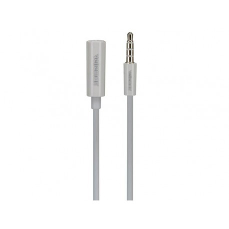 CABLE 3.5 mm 4 BROCHES STEREO MIC MALE vers 3.5 mm 4 BROCHES STEREO MIC FEMELLE - BLANC - 1 m