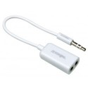 CABLE 3.5 mm 3 BROCHES STEREO MALE vers 3.5 mm 3 BROCHES STEREO FEMELLE x 2 - BLANC - 0.1 m