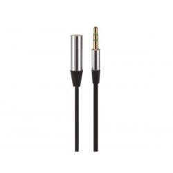 CABLE STEREO MALE 3.5 mm VERS STEREO FEMELLE 3.5 mm - GAINE PLATE ET FLEXIBLE - 1 m