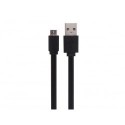 CABLE USB A MALE VERS MICRO-USB MALE AVEC GAINE PLATE & FLEXIBLE - NOIR - 1 M