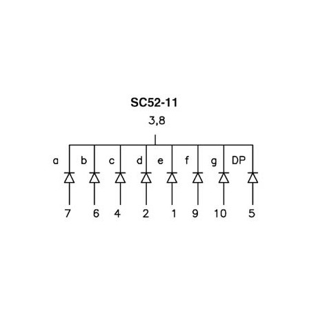 AFFICHEUR 7 SEGMENTS 13mm CATHODE COMMUNE - VERT