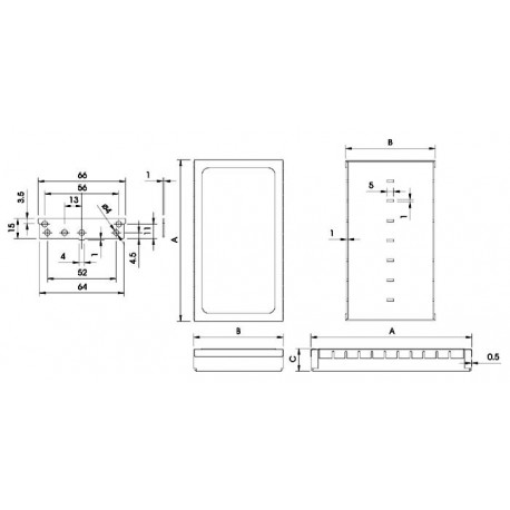 COFFRET RFI LOW MODULAR - 67.5 x 68 x 17mm