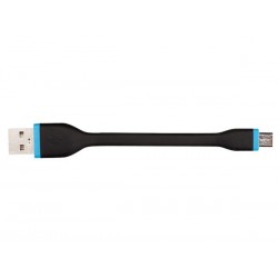 CABLE DE CHARGE ET SYNCHRONISATION - USB 2.0 VERS MICRO USB 5 BROCHES - REVERSIBLE - TRES FLEXIBLE - 12 cm - NOIR