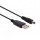 CABLE USB 2.0 CONNECTEUR MALE TYPE A VERS CONNECTEUR CC MALE - 2.5 x 5.5 mm - NOIR- 1 m