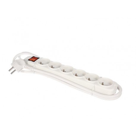  multiprise a 6 prises avec interrupteur & protection contre les surcharges - blanc 