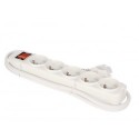 MULTIPRISE À 5 PRISES - LONGUEUR CABLE 1,5m - INTERRUPTEUR & PROTECTION CONTRE LES SURCHARGES - BLANC