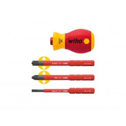  wiha tournevis avec jeu de porte-embout softfinish® electric slimvario® stubby 4 pcs (41230) 