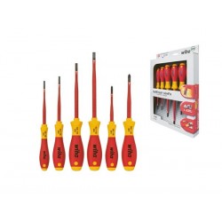  wiha jeu de tournevis softfinish® electric slimfix fente, phillips 6 pcs (35389) 