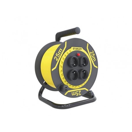  stanley - enrouleur pvc - 25 m - 3g1.5 - 4 prises 